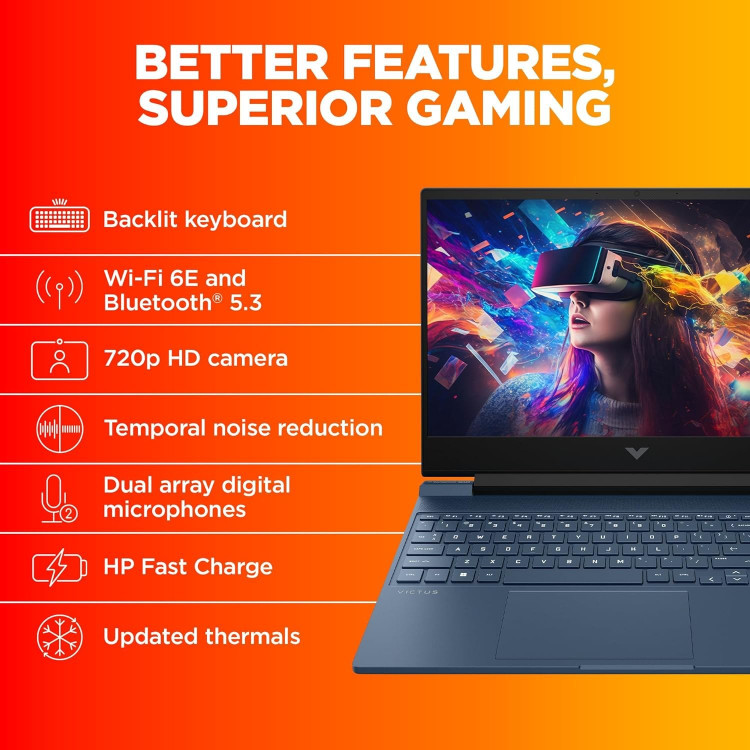 لپ تاپ 15.6 اینچ اچ پی مدل Victus 15 FA1082WM i5 13420H 16GB 512GB RTX 4050